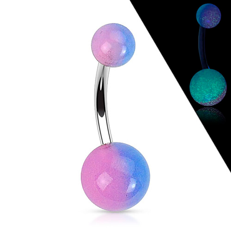 Bauchnabelpiercing glow in the dark pink und violett