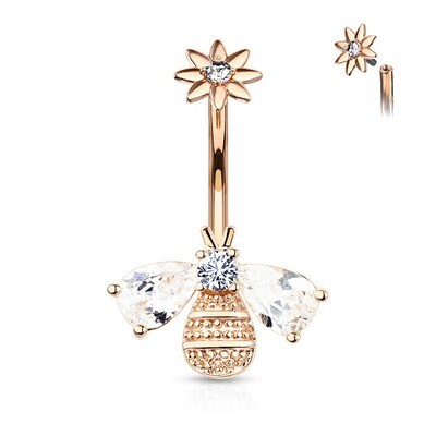 Bauchnabelpiercing Kristall Biene rosegold
