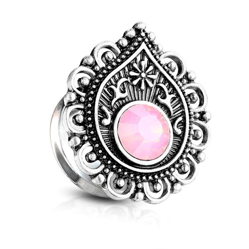 Double Flared Plug mit Filigran und Opal pink