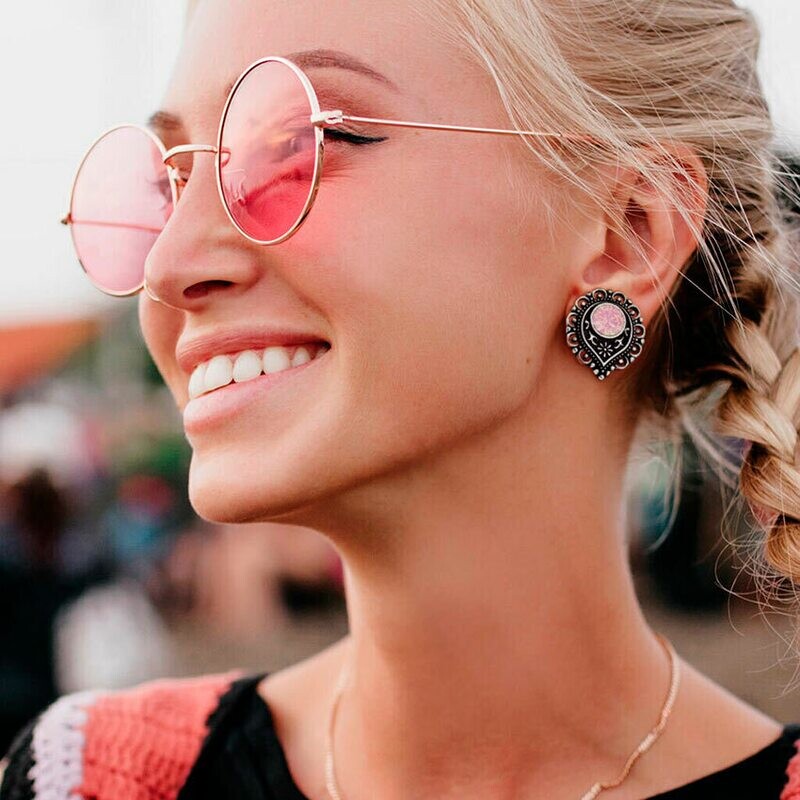 Double Flared Plug mit Filigran und Opal pink