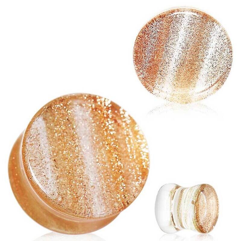 Flared Plug aus glas goldener Sand