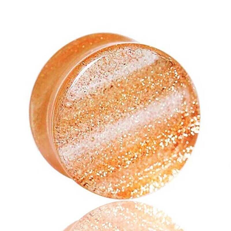 Flared Plug aus glas goldener Sand