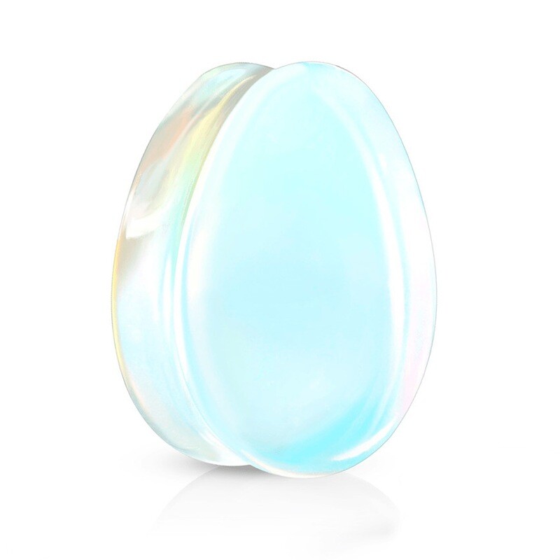 Flared Plug Tropfen aus Opalite Stein weiss