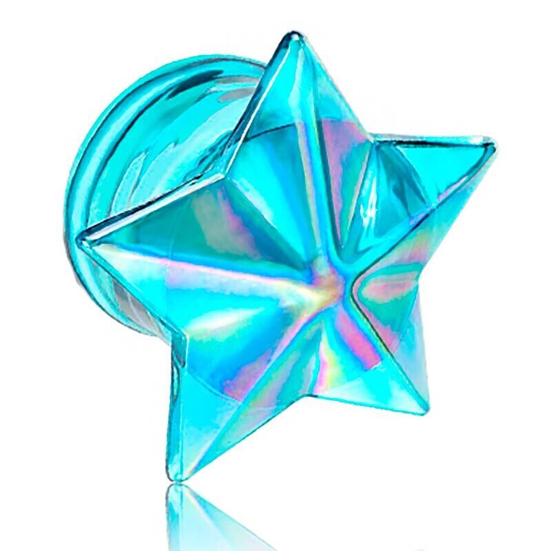 Plug aus Glas mit blauem Stern