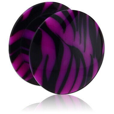 Plug aus Acryl mit Gewinde Zebra-Muster violett