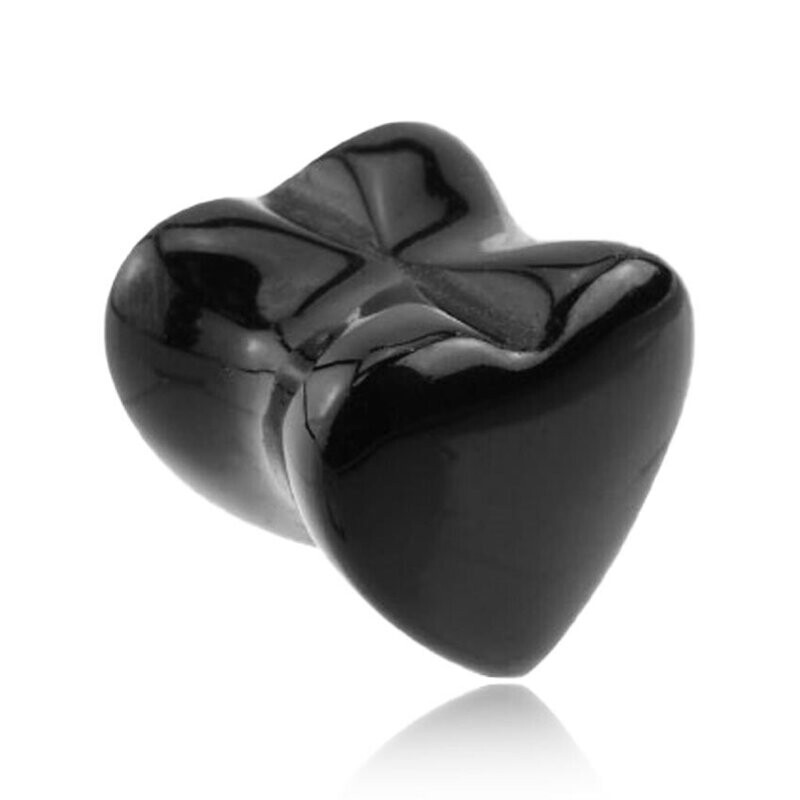 Plug aus schwarzem Onyx Stein herzförmig