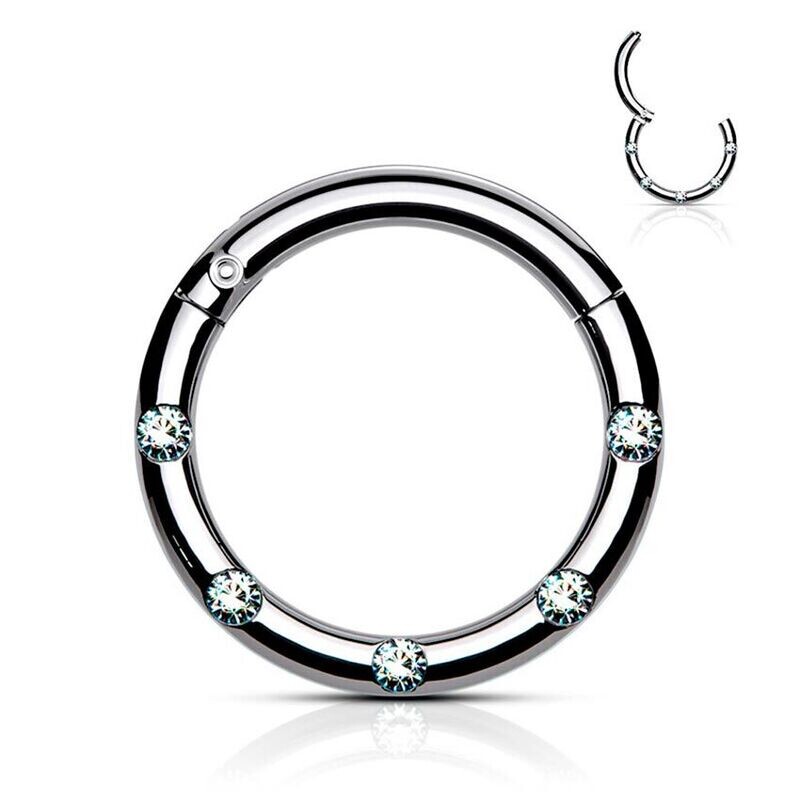 Segmentring mit Kristallen klappbar silber