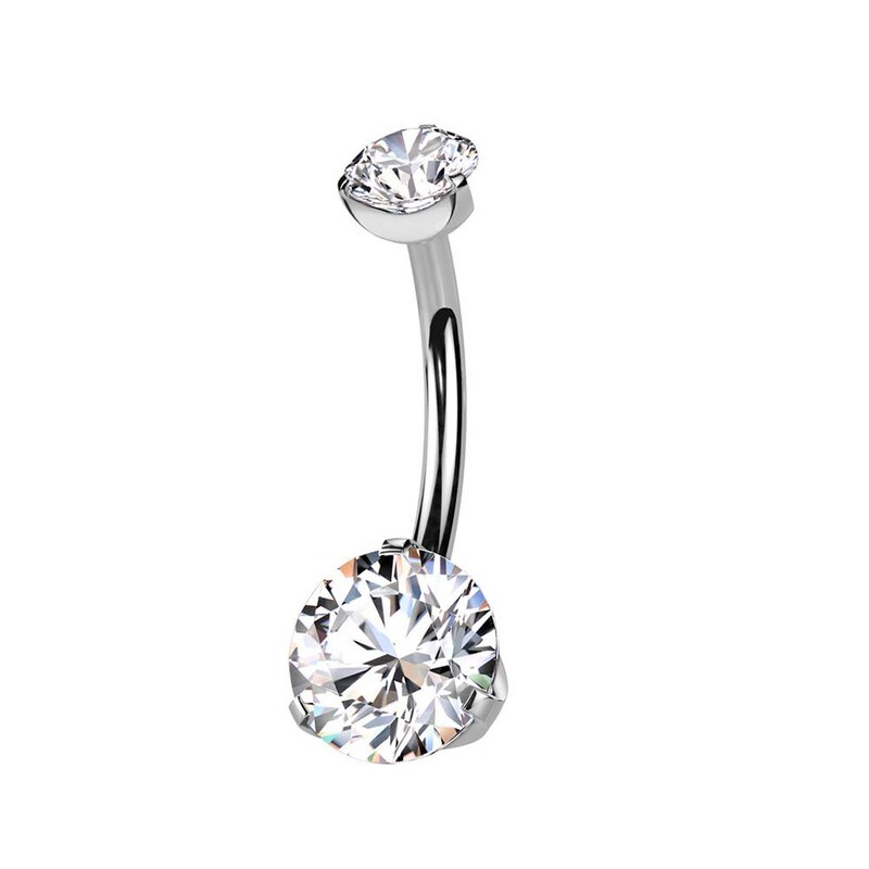 Bauchnabelpiercing aus Titan doppelt besetzt weiss