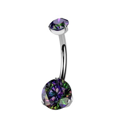 Bauchnabelpiercing aus Titan doppelt besetzt mit Zirkoniasteinen  Vitrail Medium
