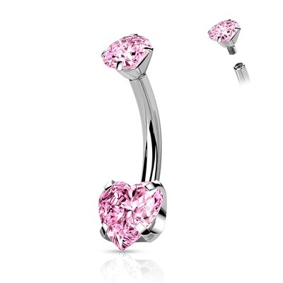 Bauchnabelpiercing aus Titan Kristallherz pink
