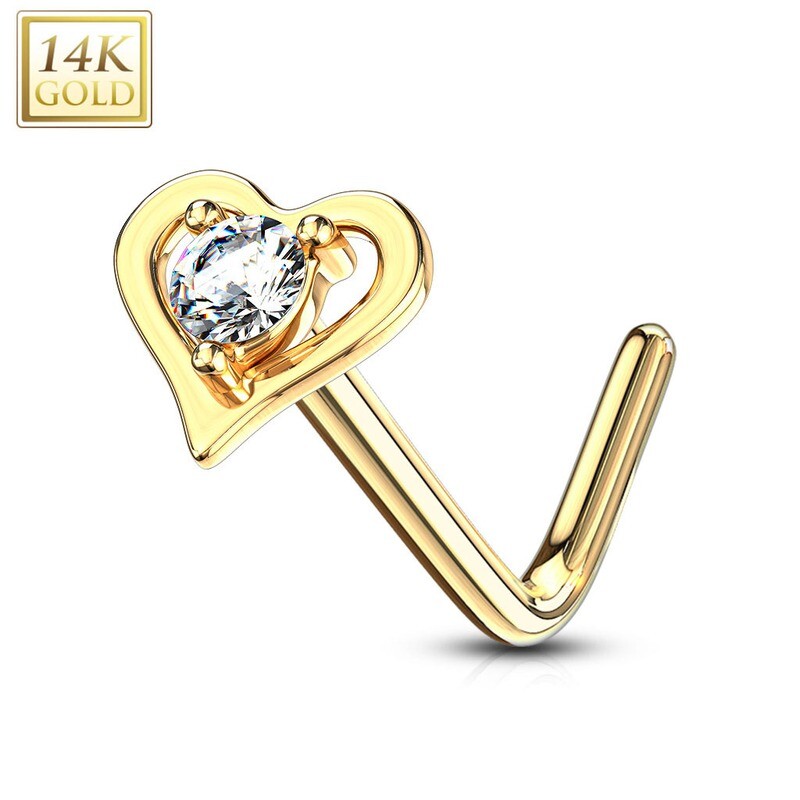 Nasenstecker mit Herz aus 14k Gold