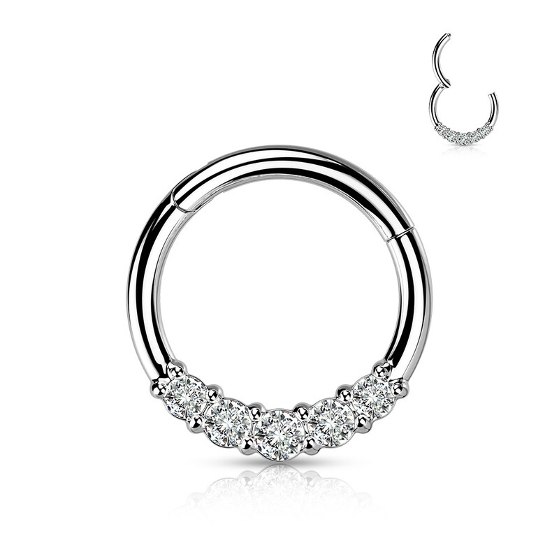 Segmentring mit Zirkonia auf der Vorderseite silber