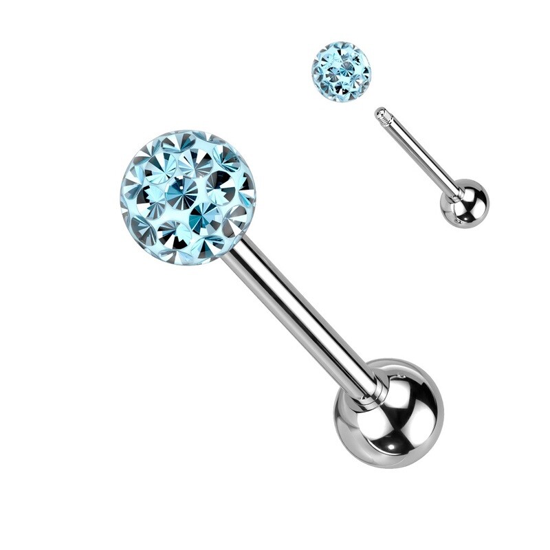 Zungenpiercing aus Chirurgenstahl 316L mit Epoxy Schutzschicht aqua