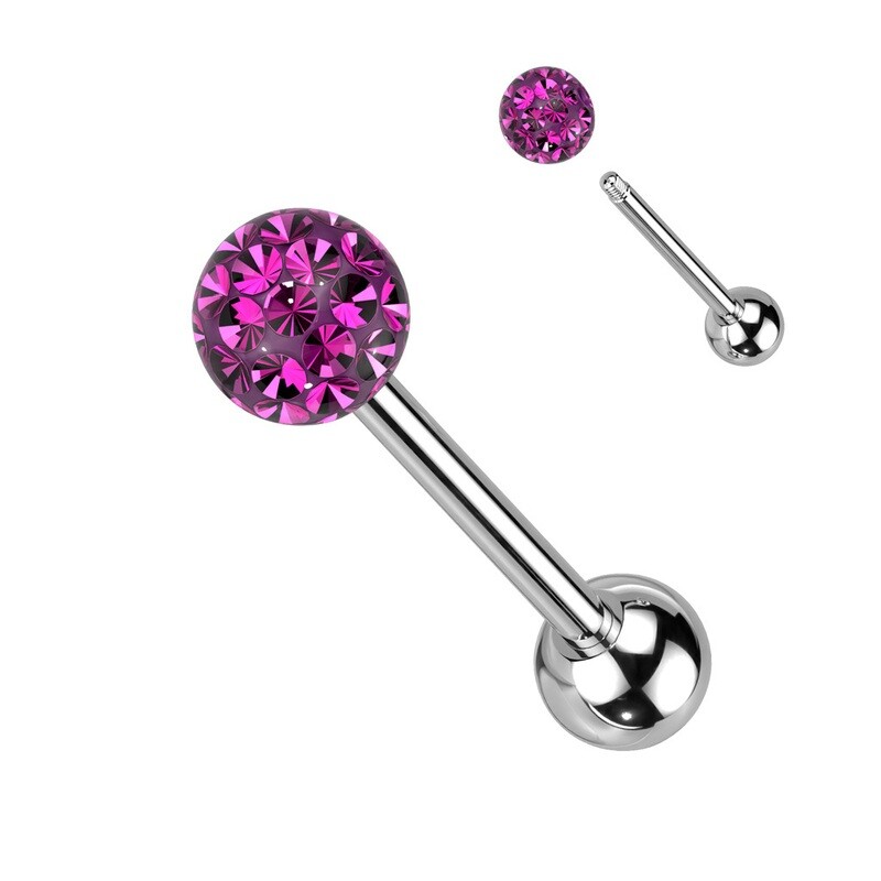 Zungenpiercing aus Chirurgenstahl 316L mit Epoxy Schutzschicht fuchsia