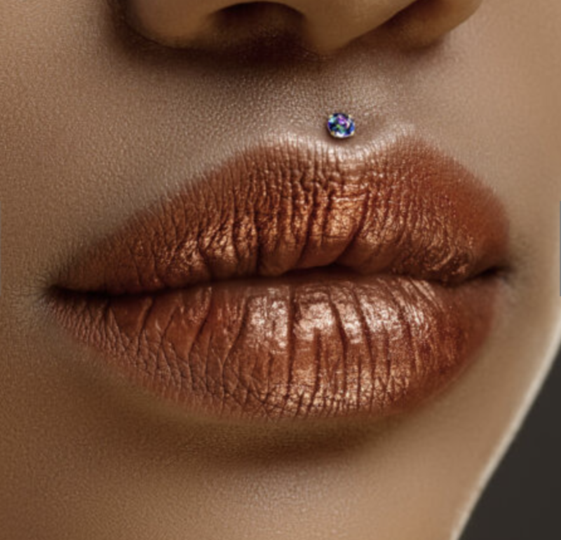 Labret mit gefasstem rundem Kristall weiss