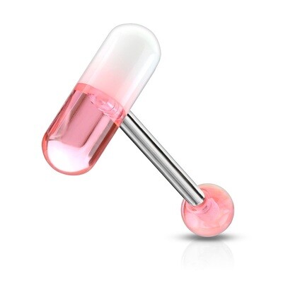 Zungenpiercing aus Chirurgenstahl mit Kapsel pink