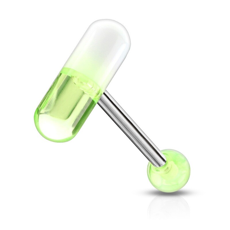 Zungenpiercing aus Chirurgenstahl mit Kapsel gelb