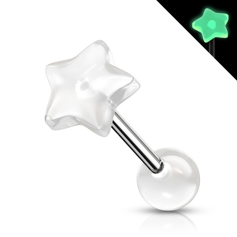 Zungenpiercing UV-reactive weiss