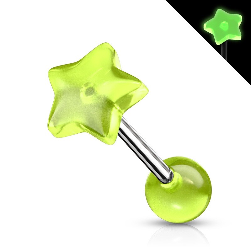 Zungenpiercing UV-reactive gelb