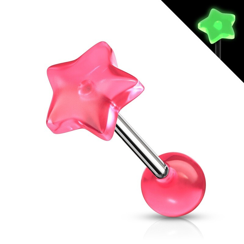 Zungenpiercing UV-reactive pink