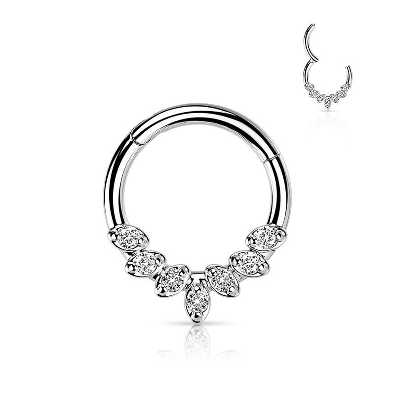 Segmentring mit sieben Zirkonia Kristallen silber