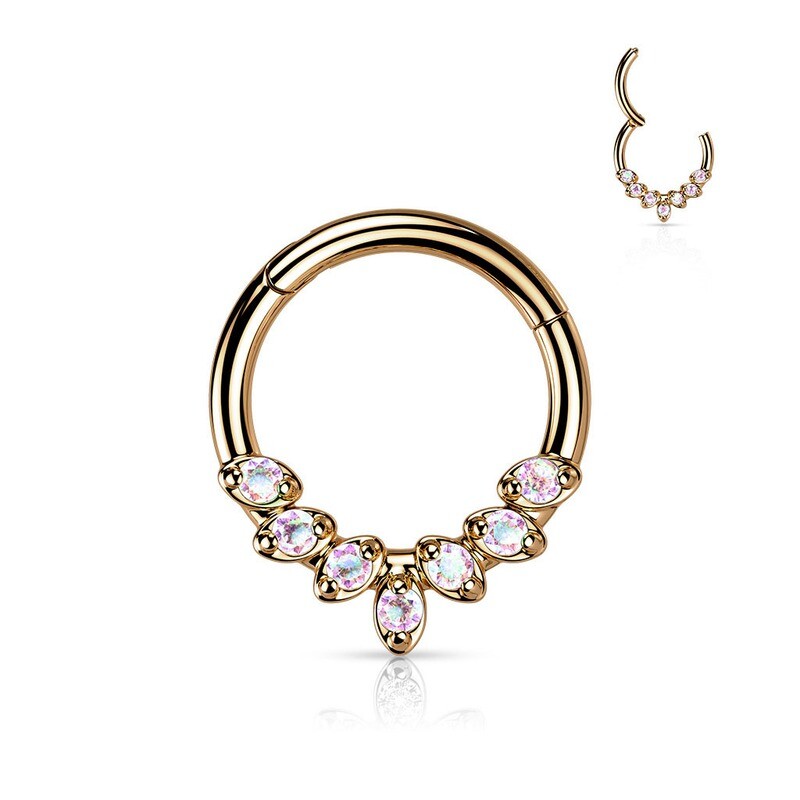 Segmentring mit sieben Zirkonia Kristallen rosegold