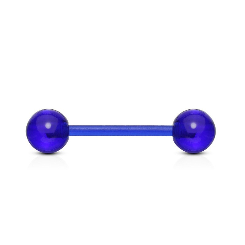 Zungenpiercing aus Bioflex blau