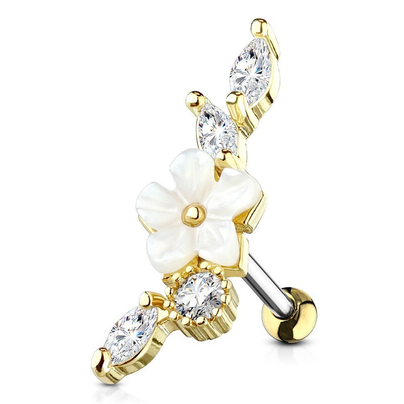Helix Piercing Opal Steine Blume vergoldet