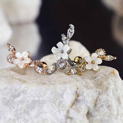 Helix Piercing Opal Steine Blume rosegold