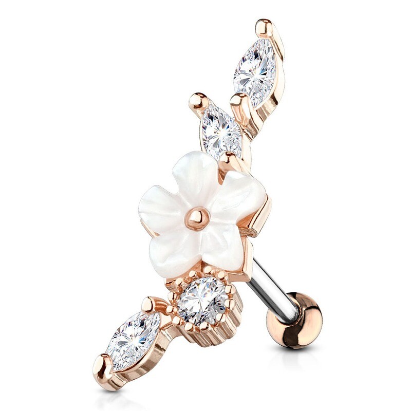 Helix Piercing Opal Steine Blume rosegold
