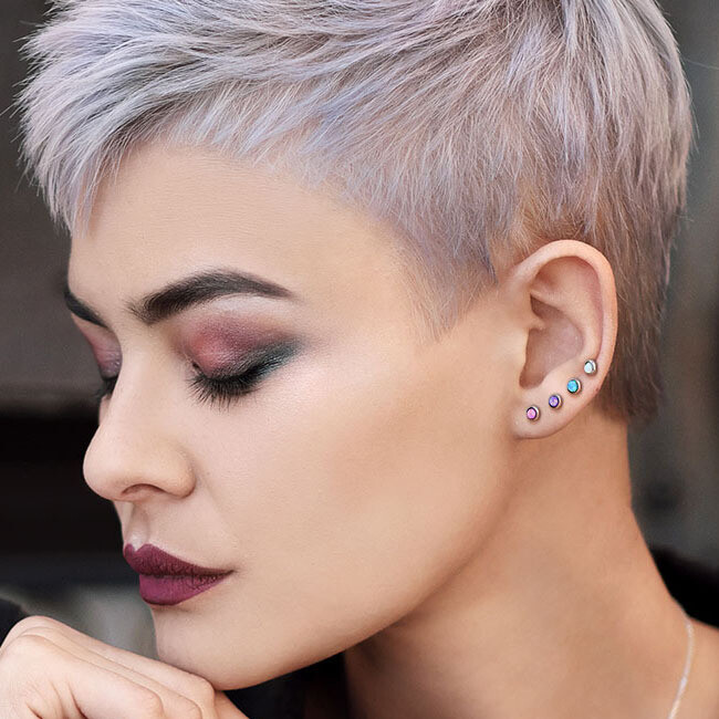Barbell mit lila Opal silber