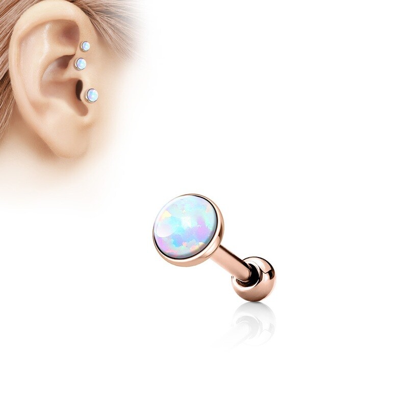 Barbell mit weissem Opal rosegold