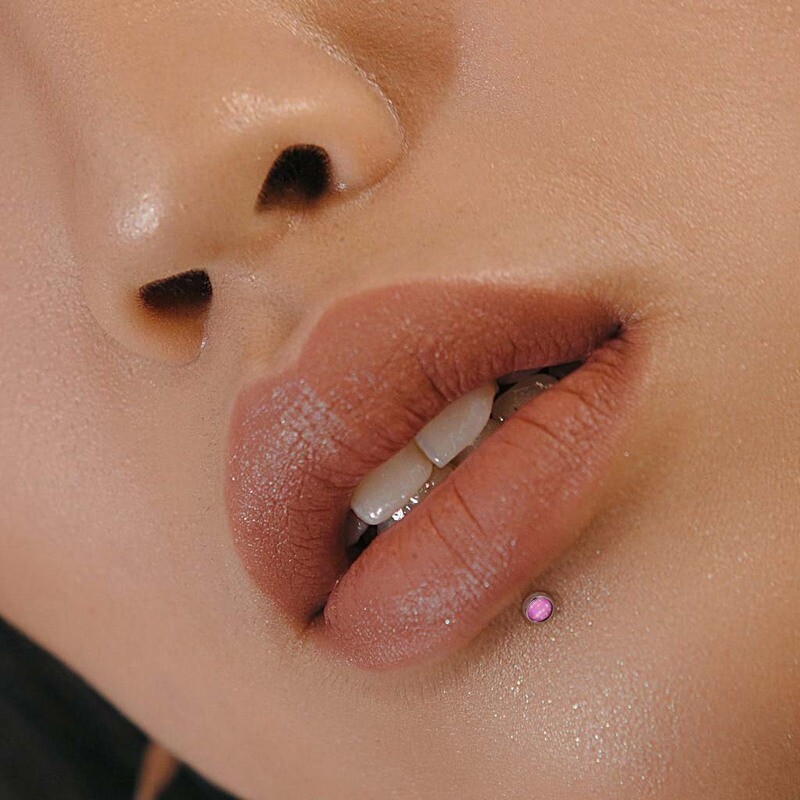 Labret aus Bioflex mit Opal aqua