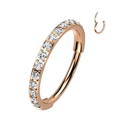 Piercing Ring aus Titan G23 mit Kristallbogen rosegold