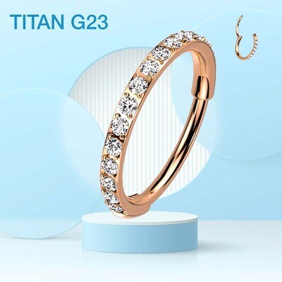 Piercing Ring aus Titan G23 mit Kristallbogen rosegold
