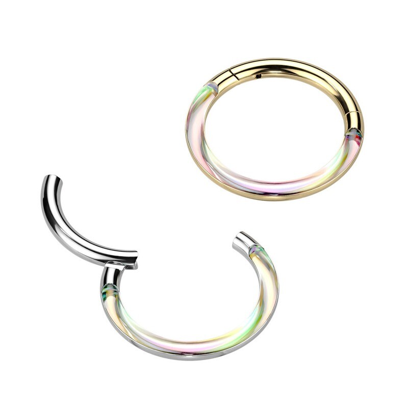 Segmentring aus Titan Irisierend silber