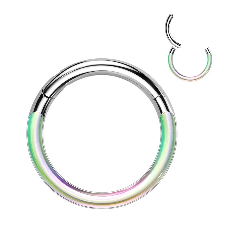 Segmentring aus Titan Irisierend silber