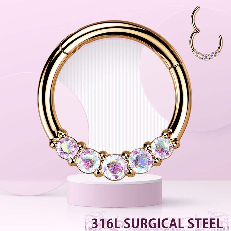 Segmentring mit Zirkonia auf der Vorderseite rosegold