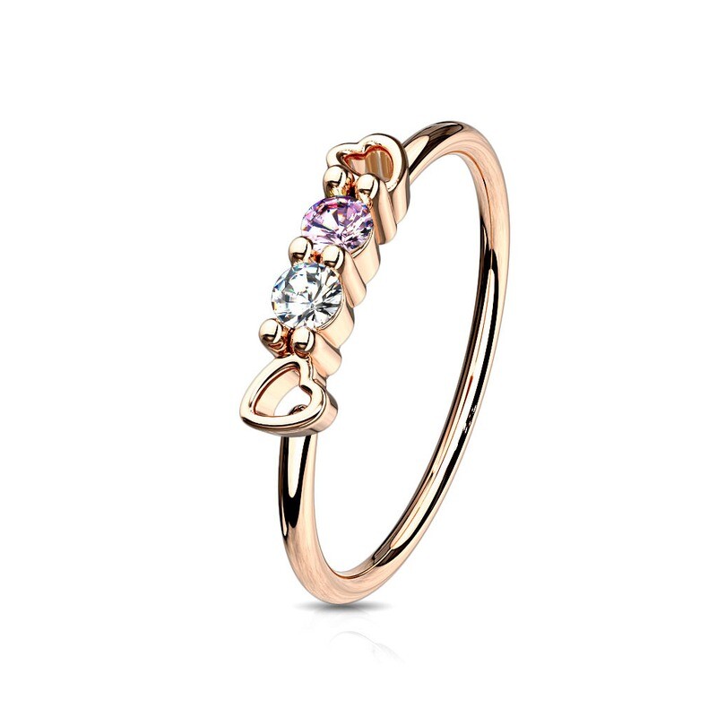 Piercing Ring Herzen rosegold