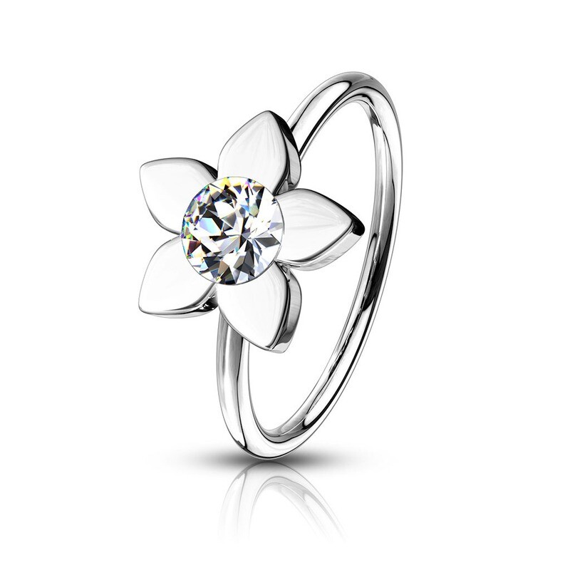 Piercing Ring Blume silber