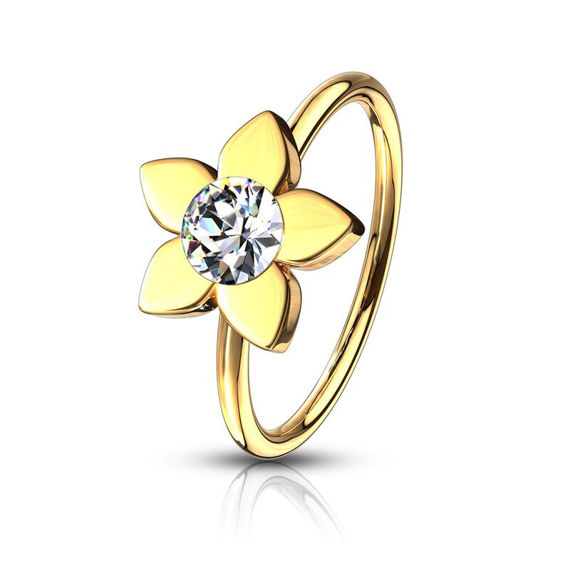 Piercing Ring Blume vergoldet