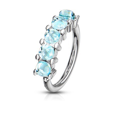 Piercing Ring mit fünf Opal-Steinen aqua
