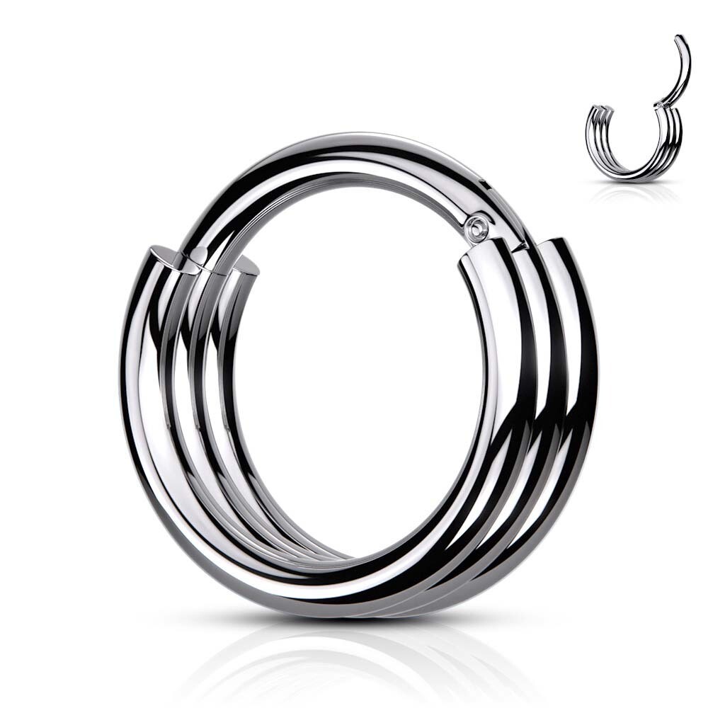 Dreischichtiger Piercing Ring silber
