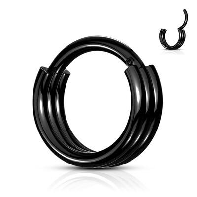 Dreischichtiger Piercing Ring schwarz