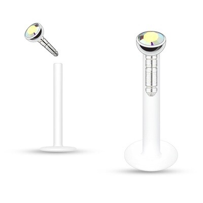 Labret Kristall Aurora Borealis abgerundet