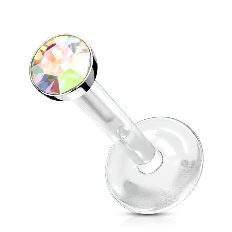 Labret Kristall Aurora Borealis abgerundet