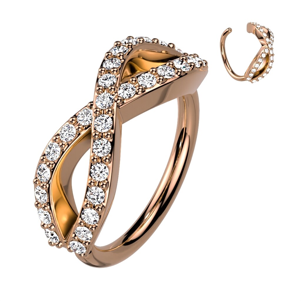 Piercing Ring mit Kristallschleife rosegold