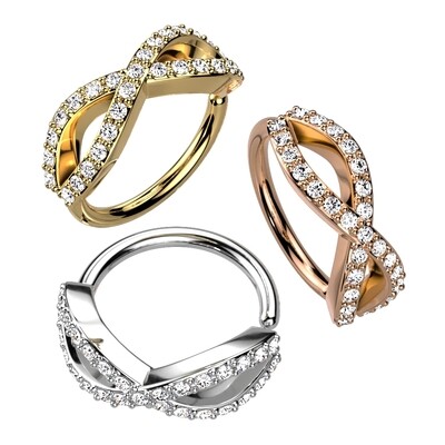 Piercing Ring mit Kristallschleife platinbeschichtet