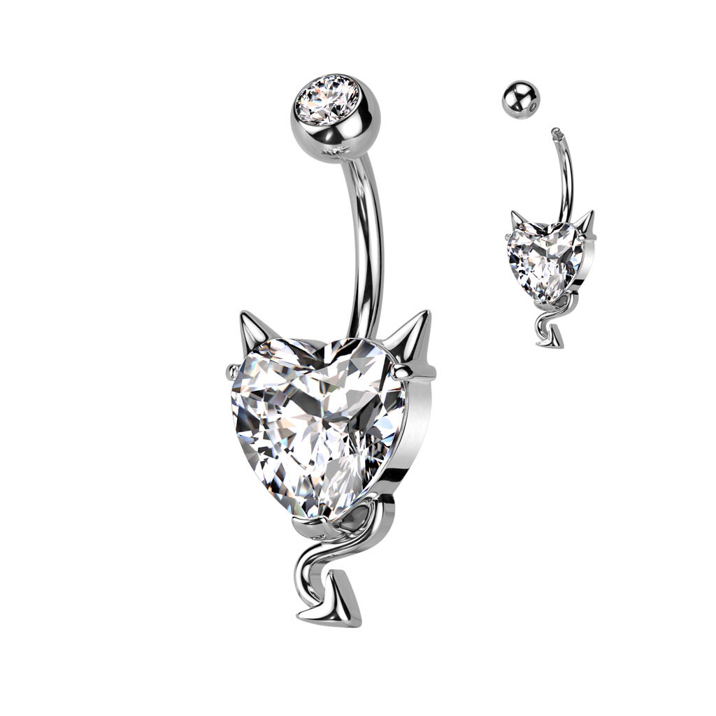 Bauchnabelpiercing Diablo mit Kristallherz