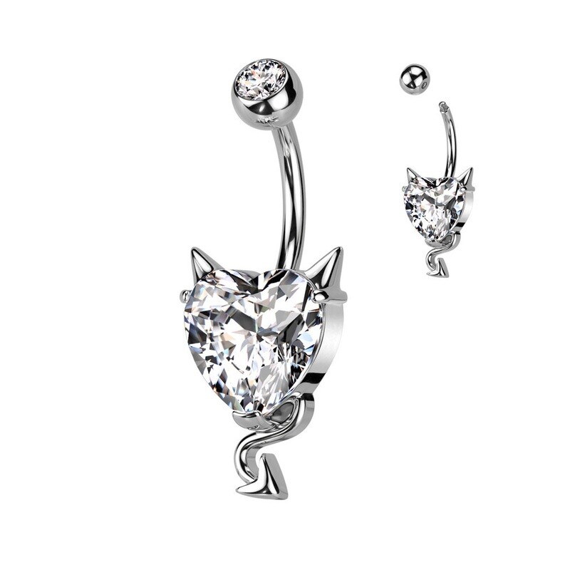 Bauchnabelpiercing Diablo mit Kristallherz